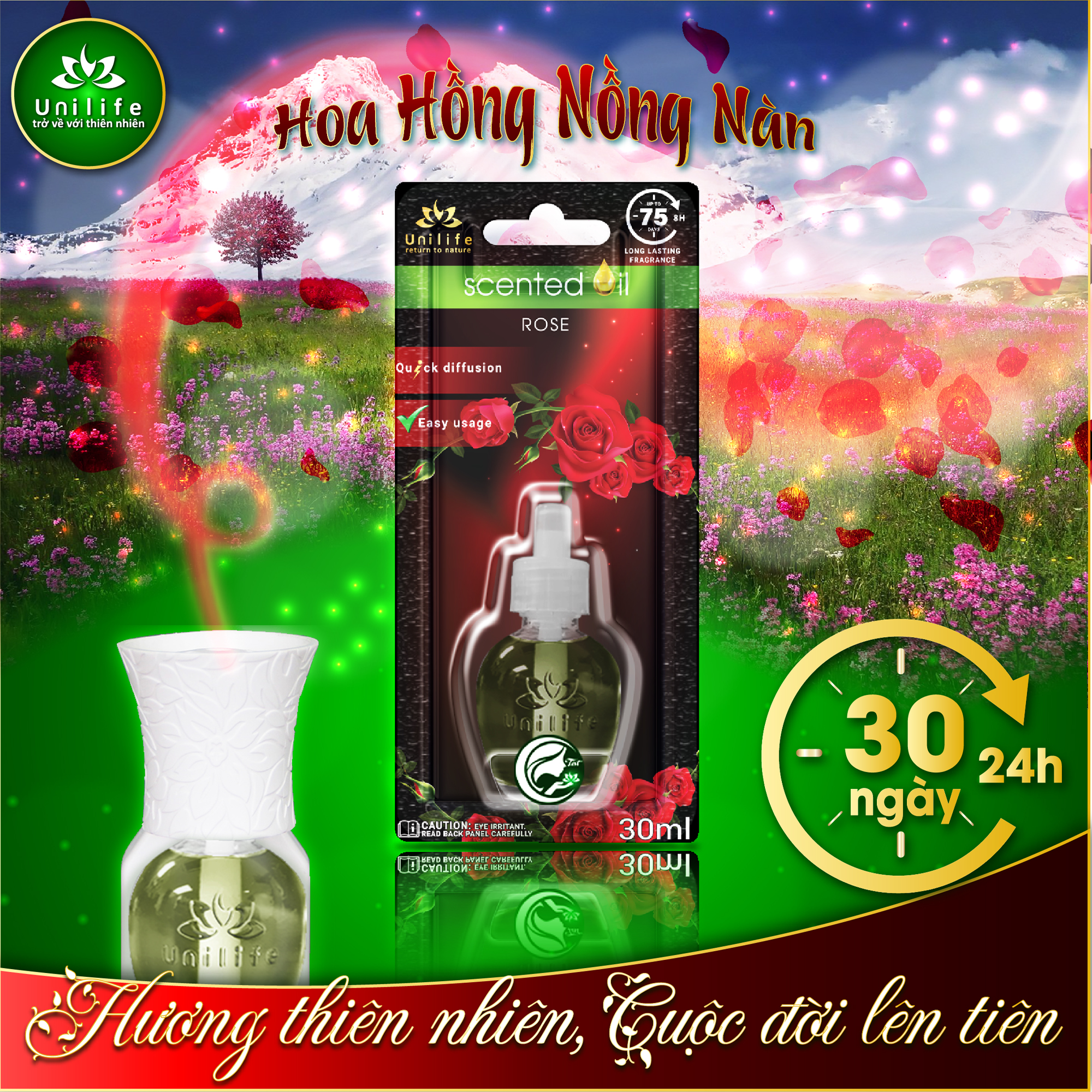 Tinh dầu Hoa Hồng nguyên chất chai 30ml tinh dầu thiên nhiên nguyên chất hương Hoa Hồng Unilife - CHÍNH HÃNG