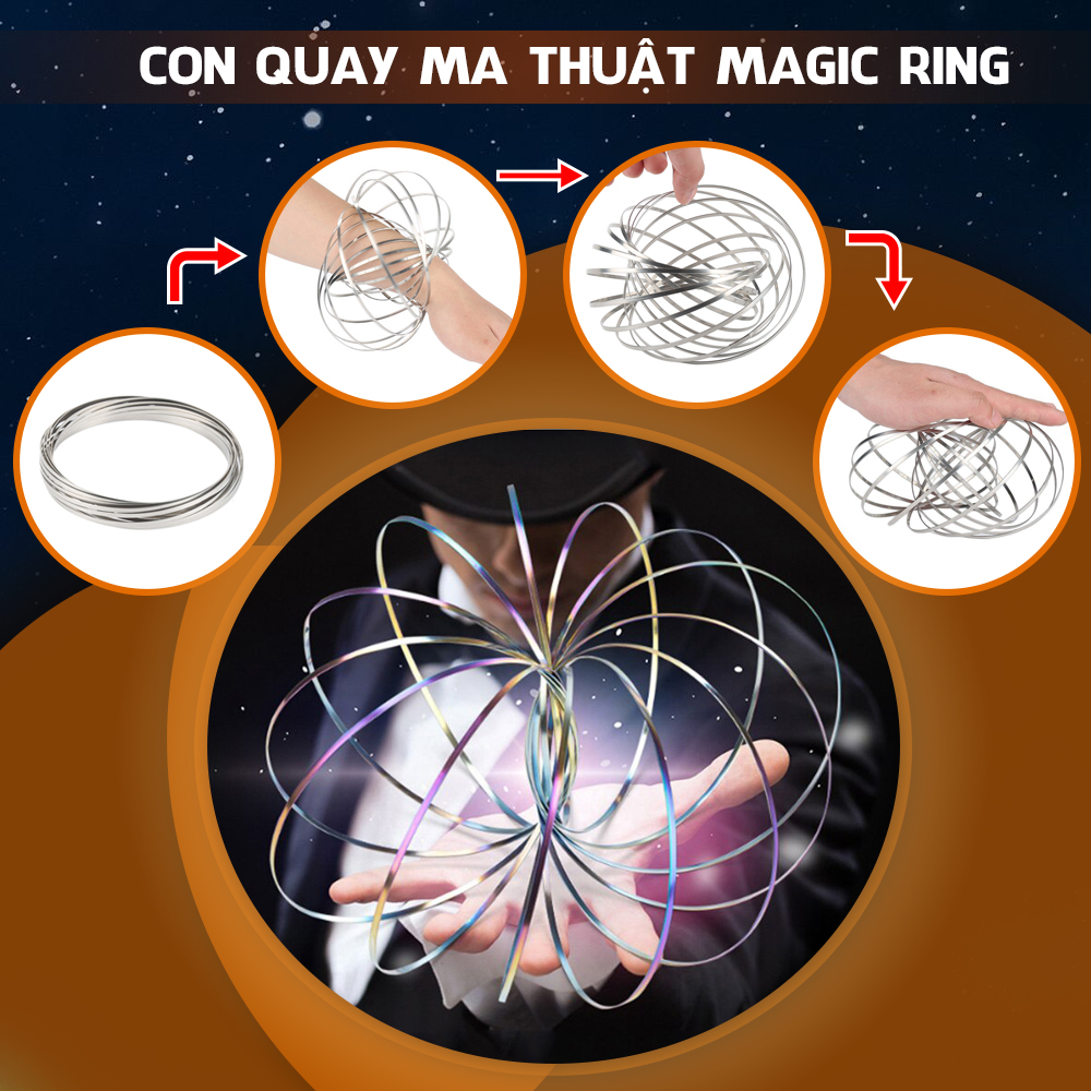 Đồ Chơi Vòng Xoay Quay Ma Thuật 3D Kỳ Ảo Đeo Tay Magic Ring Hand Spinner Magical Metal Torus Toroflus Giảm Stress Dynamic Arm Motion Legaxi