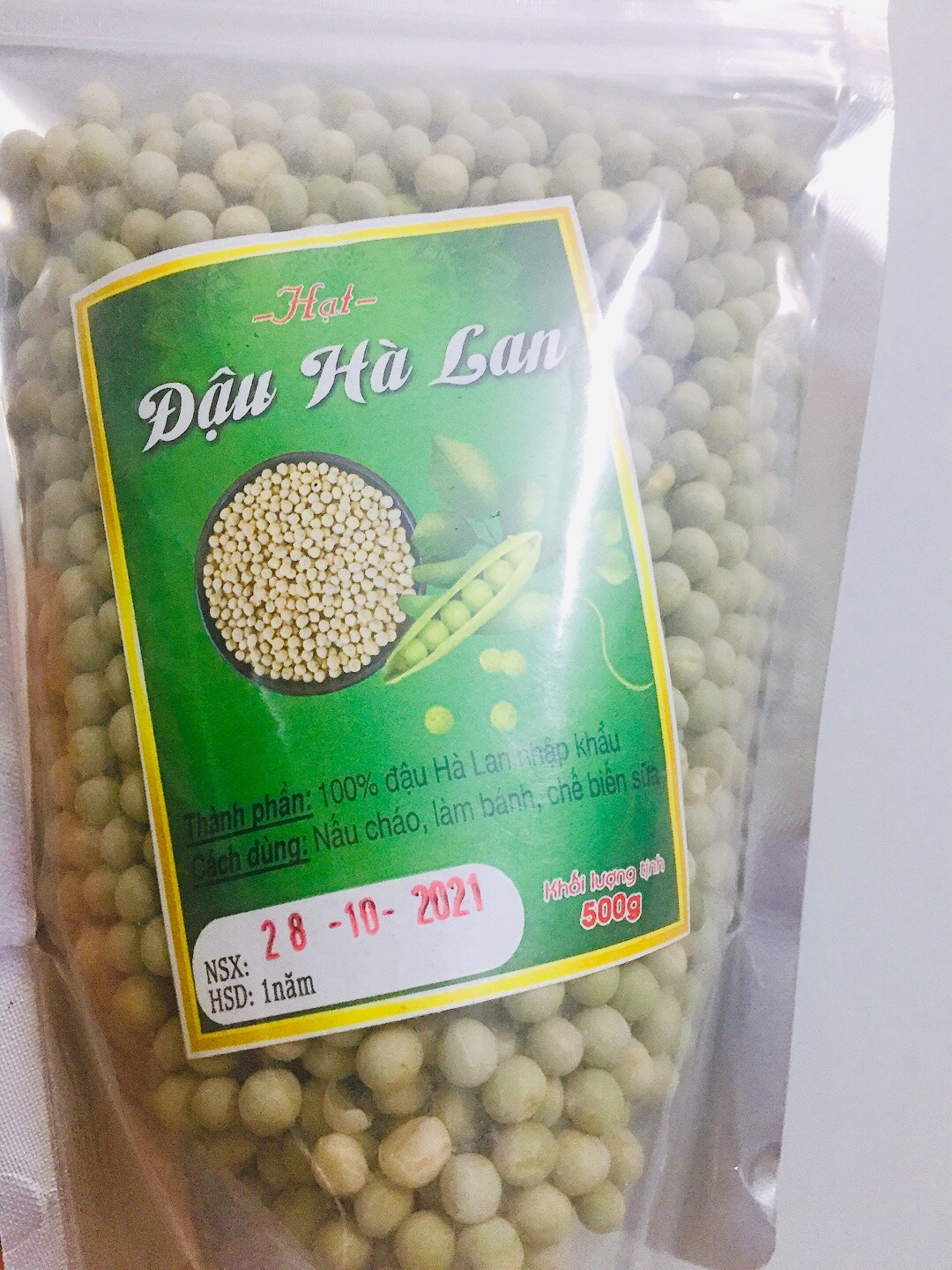 Đậu hà lan hữu cơ khô nhập khẩu 500g