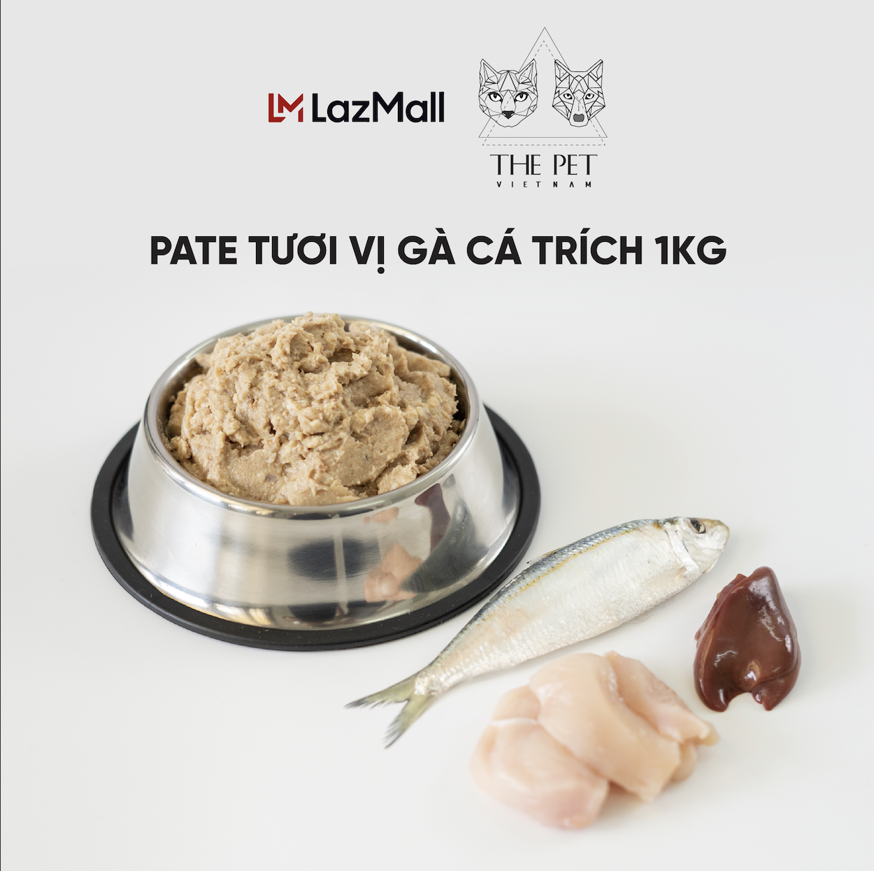 Pate Tươi Vị Gà Cá Trích THEPETVN - Thức Ăn Cho Chó Mèo (Mixed Pacific Herring and Chicken) - 1Kg