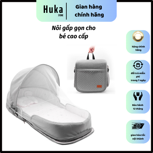 Nôi ngủ gấp gọn cho bé, Nôi ngủ chung di động có màn cho trẻ, Giường nôi êm ái gấp thành balo.