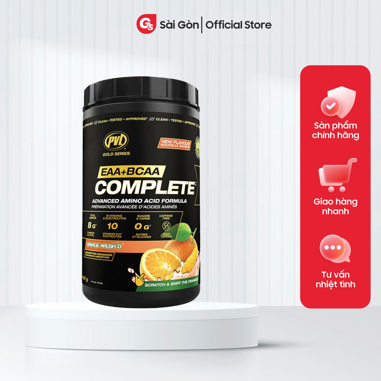 Bột điện giải phục hồi và phát triển cơ bắp PVL EAA+BCAA Complete, 30 Servings (330 gram) nhập khẩu Canada - Gymstore