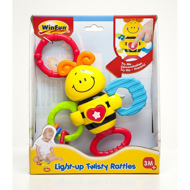 Đồ Chơi Xúc Xắc Con Ong Có Nhạc Kèm Gặm Nướu Winfun - 0625 - Treo Nôi Cũi, Xe Đẩy Cho Bé Từ 0 Tháng Tuổi