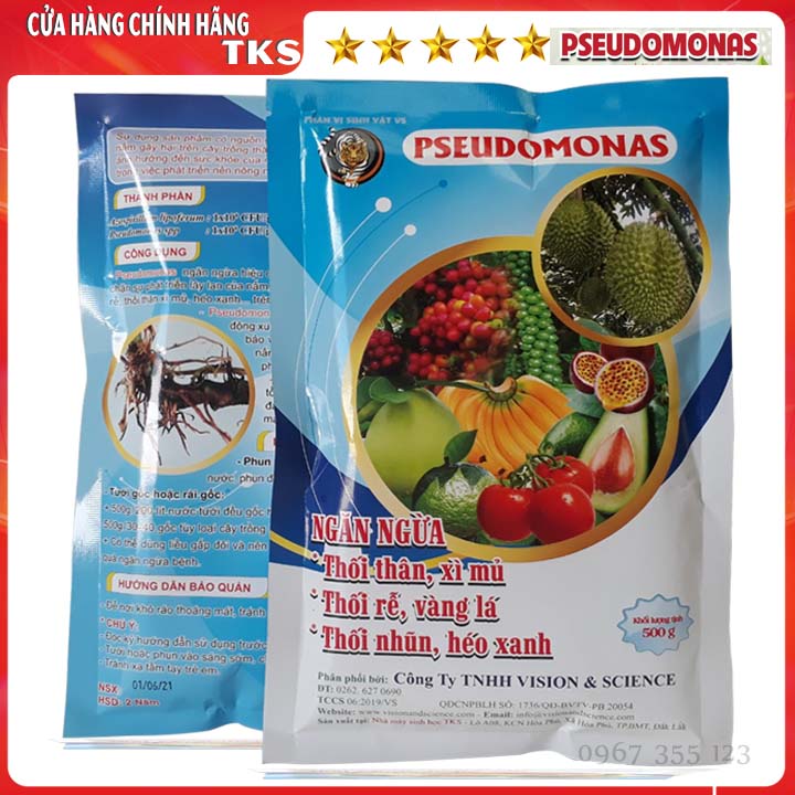 Chế Phẩm PSEUDOMONAS Trừ Bệnh Héo Xanh, Vàng Lá, Nứt Thân, Xì Mủ, Thối Rễ - Gói  500 gr
