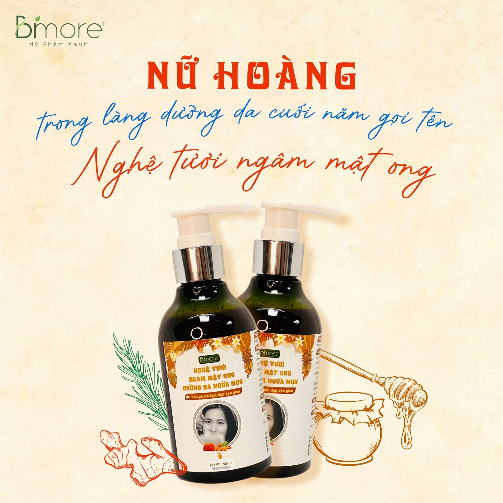Nghệ tươi ngâm mật ong ngừa mụn dưỡng da sáng mịn mờ thâm 200ml