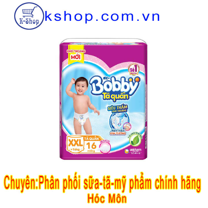 Tã quần Bobby size XXL - 16 miếng (trên 16kg)- MẪU MỚI