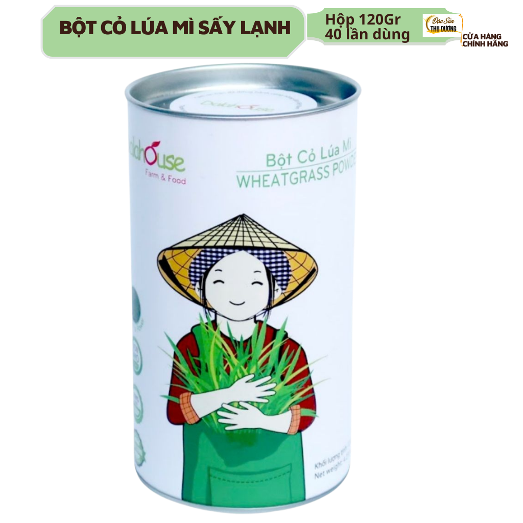 Bột cỏ lúa mì hữu cơ sấy lạnh Dalahouse - Hộp 40 lần dùng - Hỗ trợ thải độc gan và máu, hỗ trợ tiểu đường, tiêu hóa và giảm táo bón