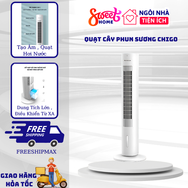 Quạt Tháp Hơi Phun Sương Chigo 3 Tốc Độ Gió Điều Khiển Từ Xa, Tiết Kiệm Điện Năng