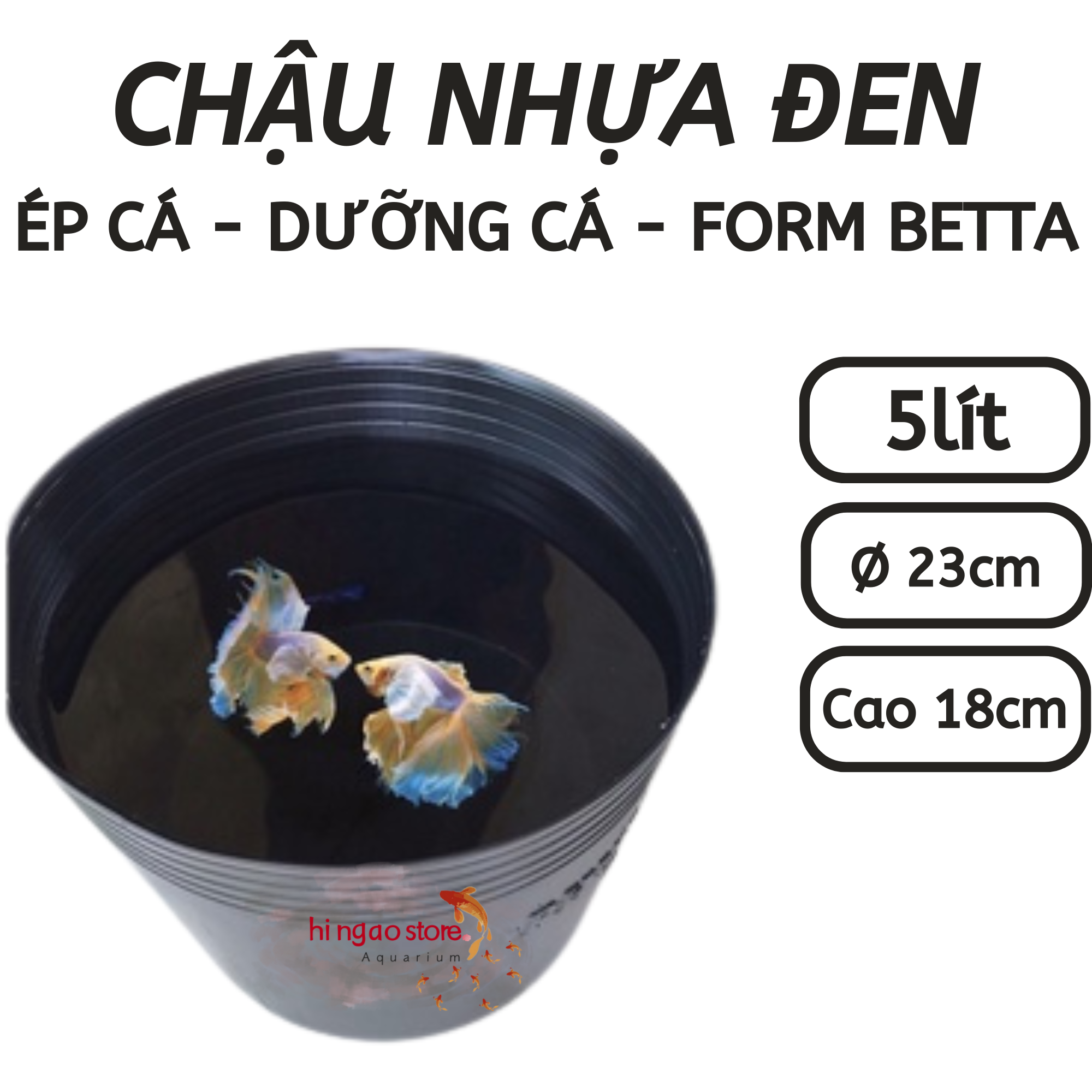 Chậu nhựa đen 5 LÍT - Ép cá, dưỡng cá, form cá , trồng cây - Phụ kiện cá cảnh | Hingaostore.