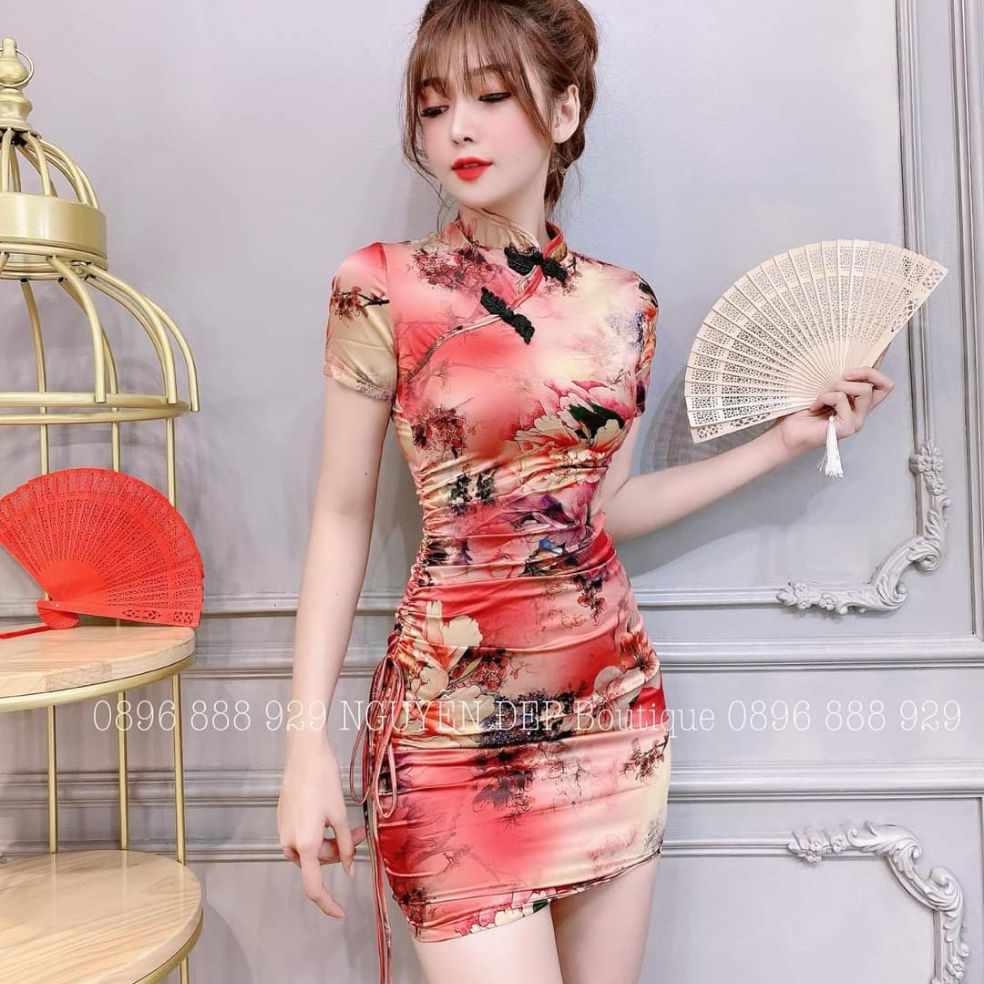 Sườn xám hoa thiết kế xịn xò