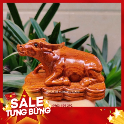Tượng con trâu gỗ hương 12 cm