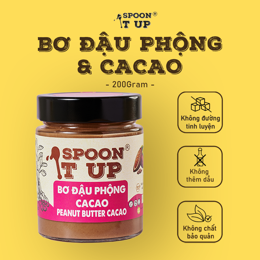 Bơ Cacao Đậu Phộng Spoon It Up – Ngọt Tự Nhiên, Không Đường Tinh Luyện – Giàu Protein, Phù Hợp Eat Clean & Keto