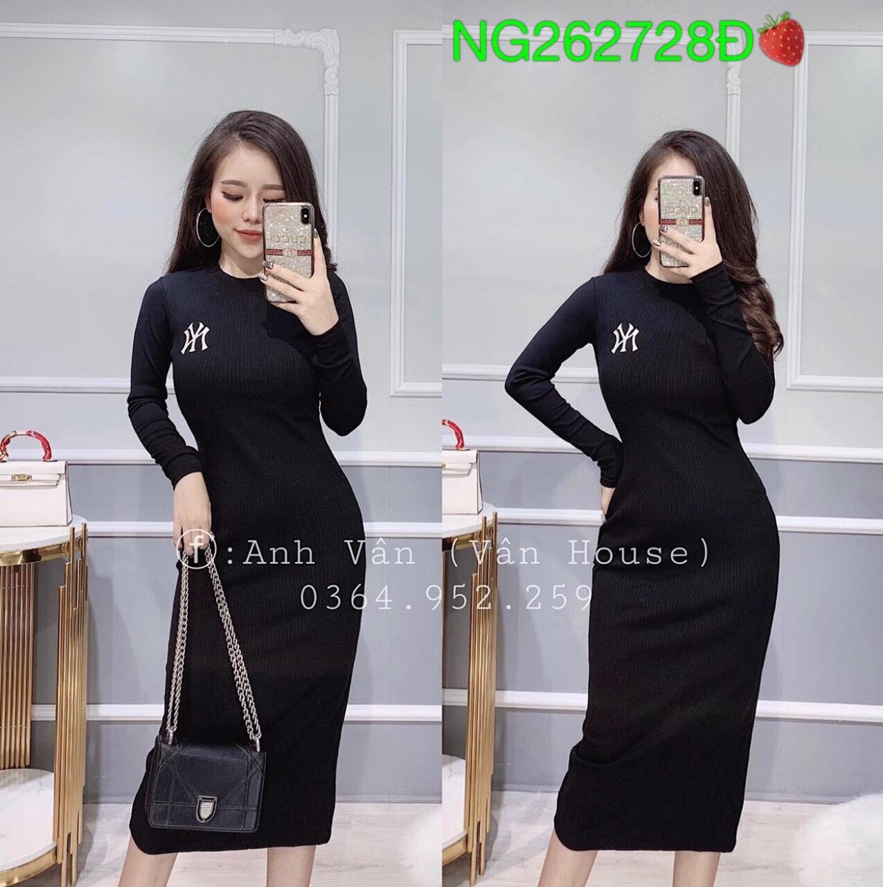 Đầm body dài tay thêu NY về hàng đây ạ