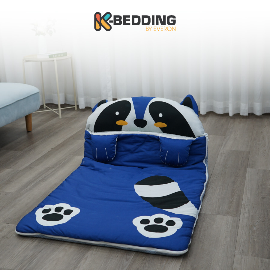 Bộ túi ngủ trẻ em Kbedding By Everon hình Gấu mèo Racoon, chất vải cotton Hàn Quốc an toàn cho bé