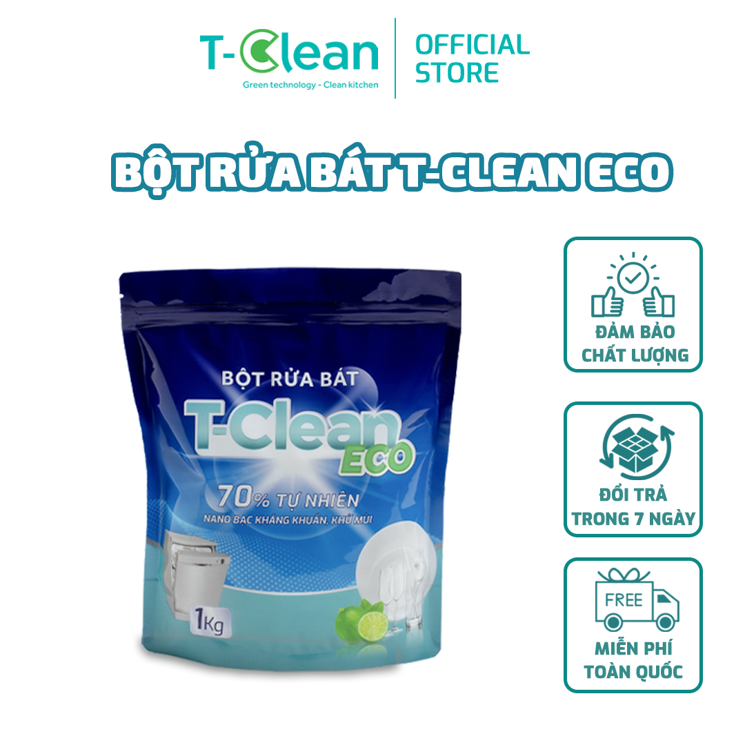 Bột Rửa Bát TClean (T-Clean) ECO - Bột Rửa Chén Dành Cho Máy Rửa Bát trọng lượng 1kg