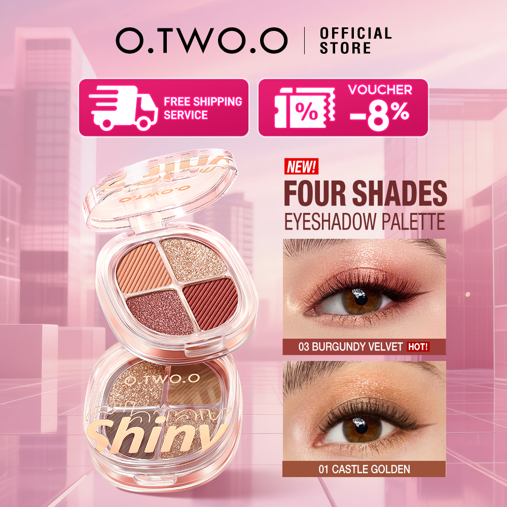 O.TWO.O Bảng Phấn Mắt 4 Màu-Tự Nhiên Lì & Nhũ Lâu Trôi Chống Nước Trang Điểm Mắt