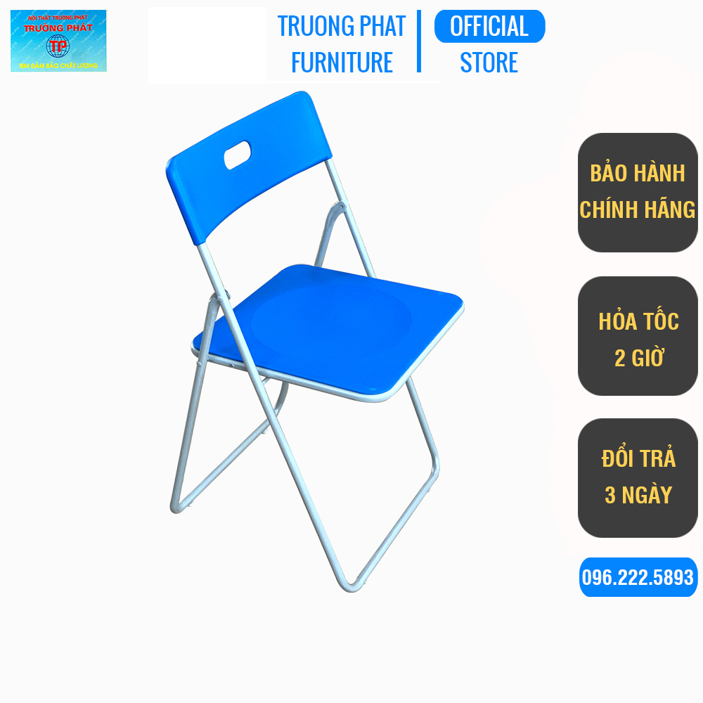 Ghế gấp Trường Phát G30 màu xanh, Nhựa cao cấp, Khung thép sơn tĩnh điện, ghế xếp gọn cao cấp