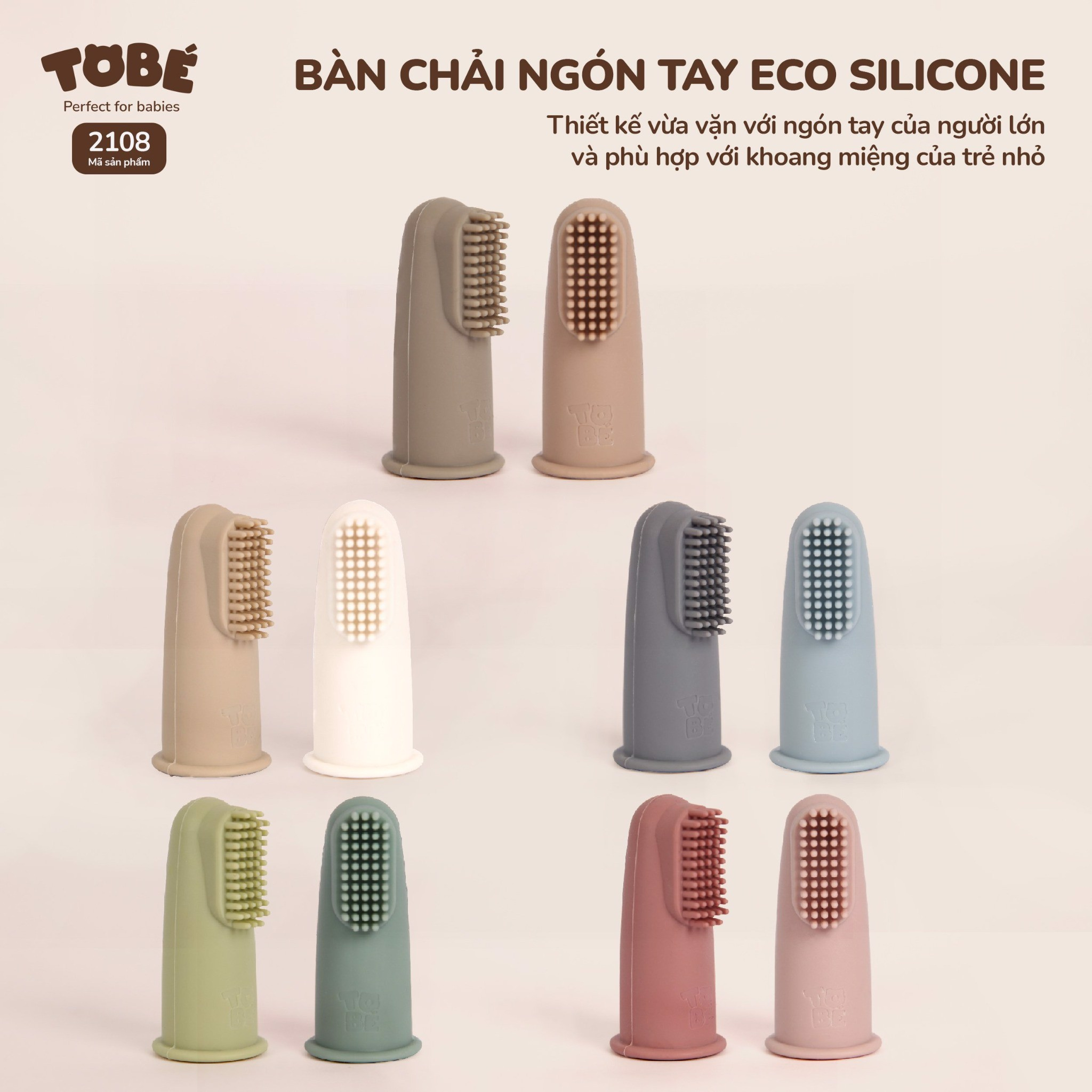 Bàn chải ngón tay rơ lưỡi silicone tobé