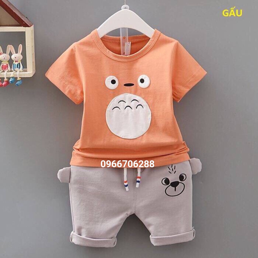 Bộ đồ bé trai thun cotton 4 chiều từ 5-19kg-chó cam