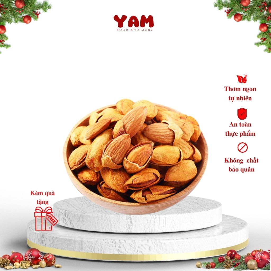 Hạnh nhân rang bơ 500gr mỹ vỏ mỏng yam farm giòn thơm ngon yf38
