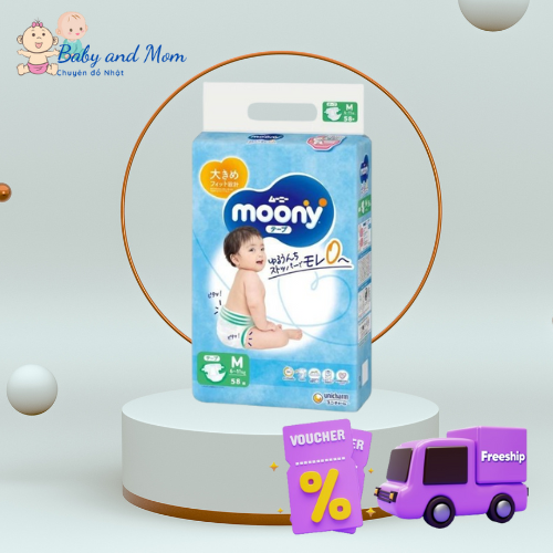 [FREESHIP] Moony XANH CỘNG MIẾNG Nội Địa Nhật NB96/S90/M dán 68/ M quần 54/ L quần trai- gái 50/XL quần boy-girl 44