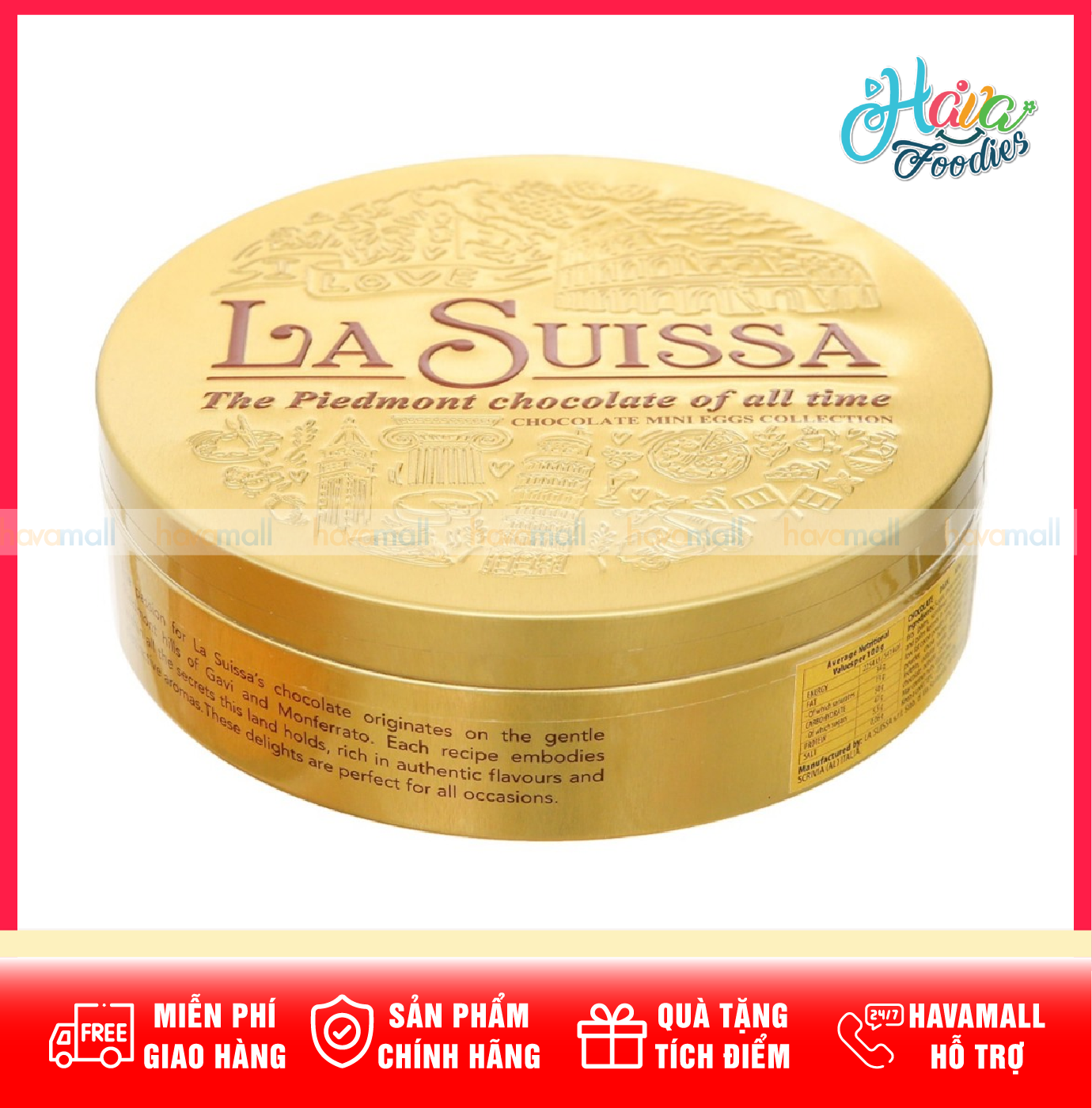 Socola Trứng Hỗn Hợp La Suissa I Love Italy Lon Thiếc 115g – La Suissa Piedmont Chocolate Mini Eggs Collection
