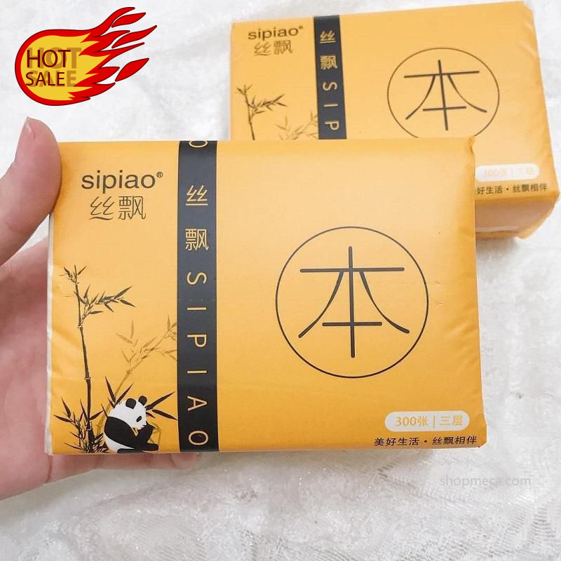 [COMBO 2 GÓI] Giấy ăn gấu trúc Sipiao không chất tẩy trắng, có độ dai tự nhiên, thấm nước không rách, nát