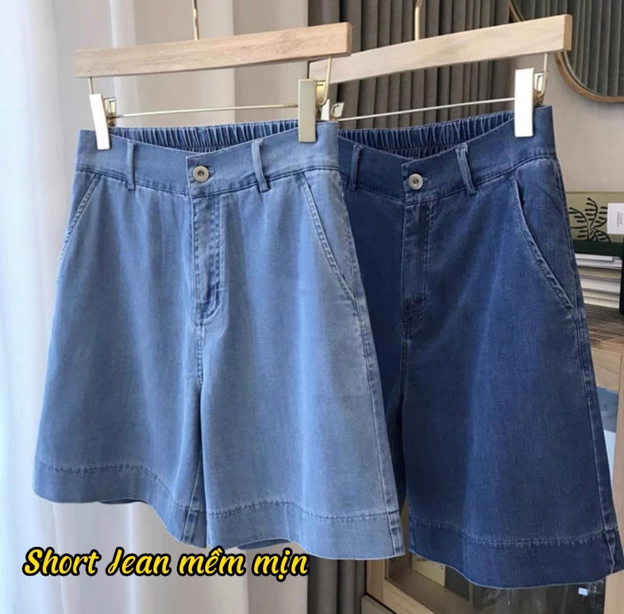 Quân jean giấy short trơn cạp cao 1 cúc co giãn cho nữ năng động_ M18 Quần Áo Huyền Anh