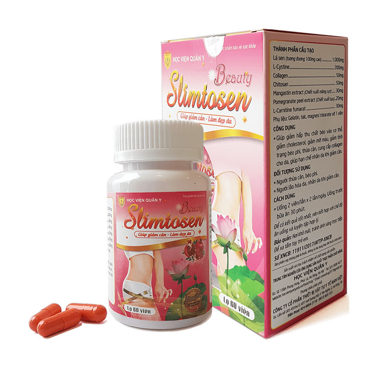 [HCM]Viên uống giảm cân lá sen Slimtosen Beauty giữ dáng đẹp da - Hộp 60 viên