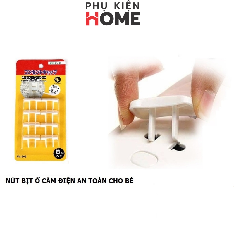 Nút Bịt Ổ Điện Chống Giật 2 Chân Cao Cấp Nhỏ Gọn Chắc Chắn Bảo Vệ An Toàn Cho Bé, Hàng Xuất Nhật. Phụ Kiện Home 8700