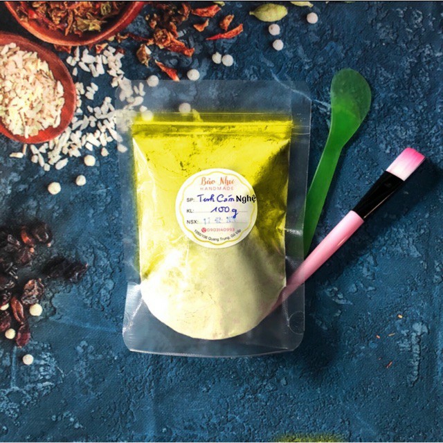 Mix tinh bột nghệ & bột cám gạo đắp mặt tắm trắng sạch nám & vết thâm (50g-100g)