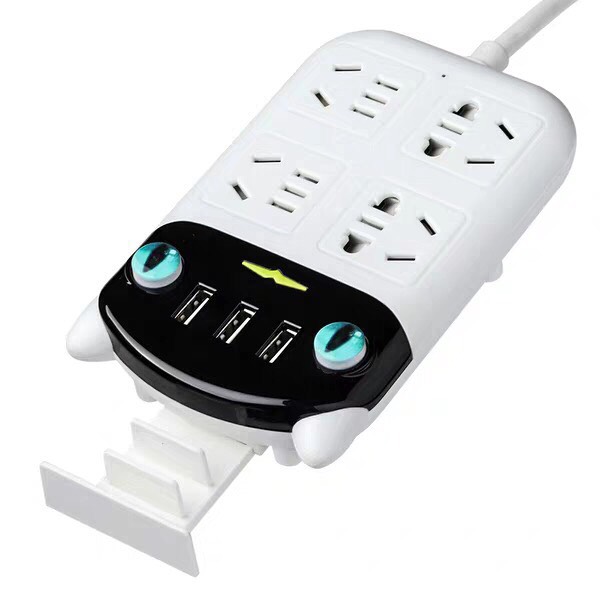 Ổ cắm điện hình con mèo, ổ điện thông minh đa năng chống giật, tích hợp cổng cắm USB