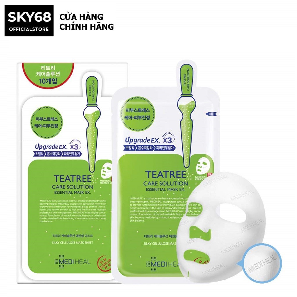 Combo 10 Mặt Nạ Dưỡng Da Giảm Mụn MediHeal Teatree Healing Solution Essential Mask Ex 25ml x 10