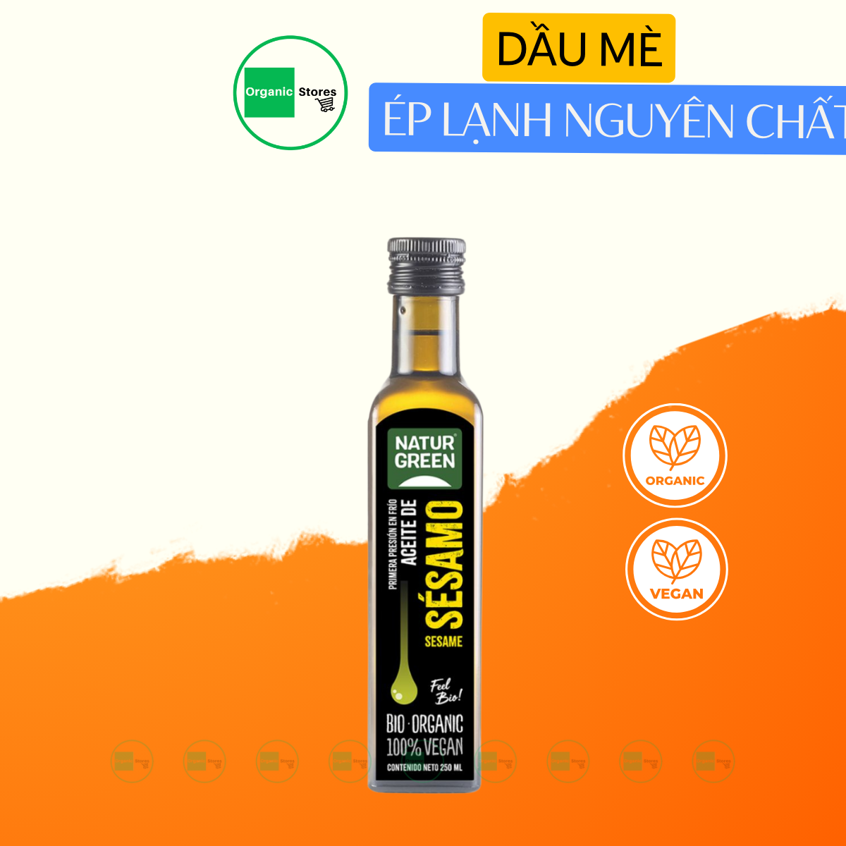 Dầu mè hữu cơ nguyên chất ép lạnh 250ml - NaturGreen