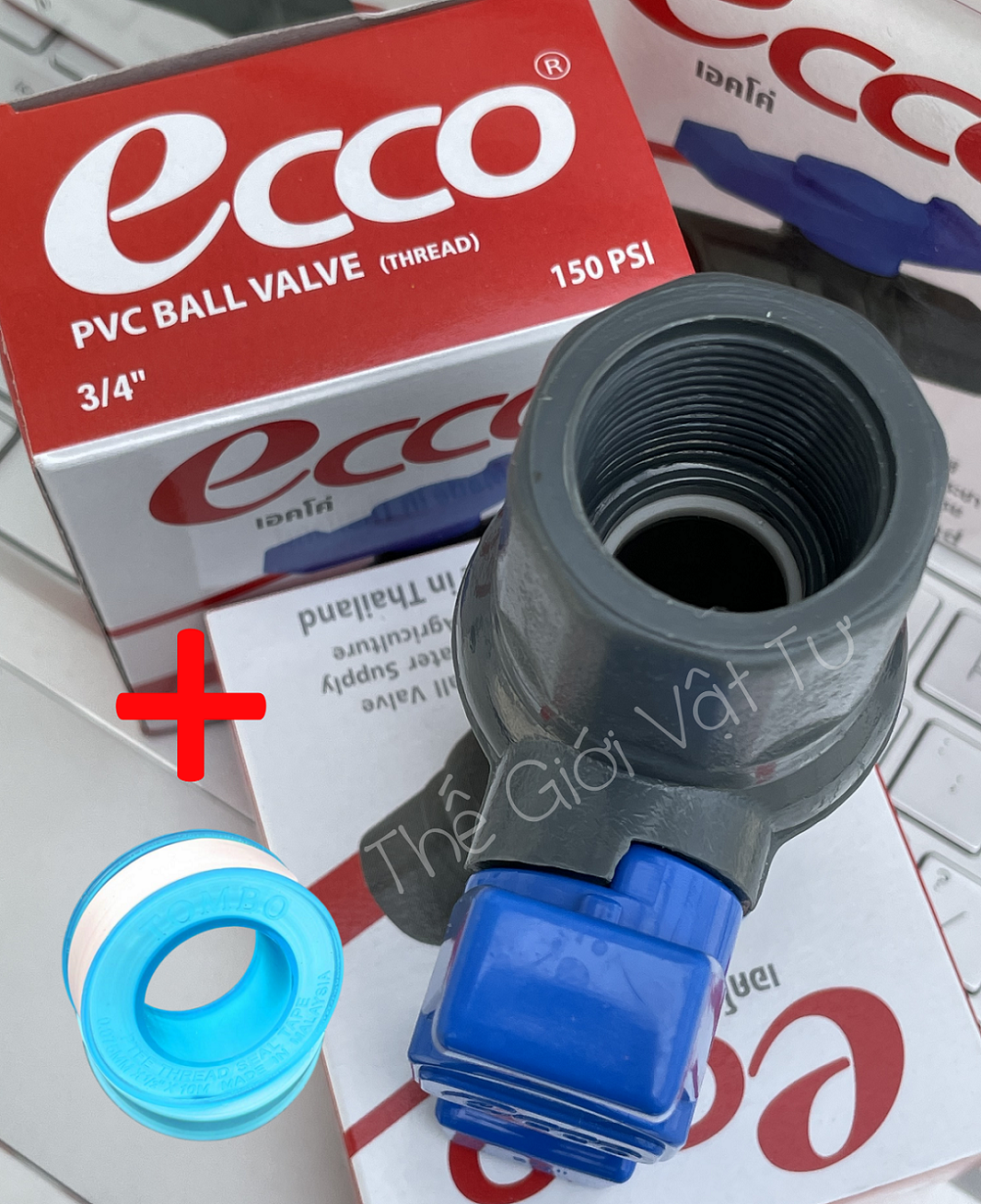 Van khoá nước phi 27 có ren trong ECCO nhập khẩu từ Thái Lan tặng kèm cuộn keo lụa Tombo