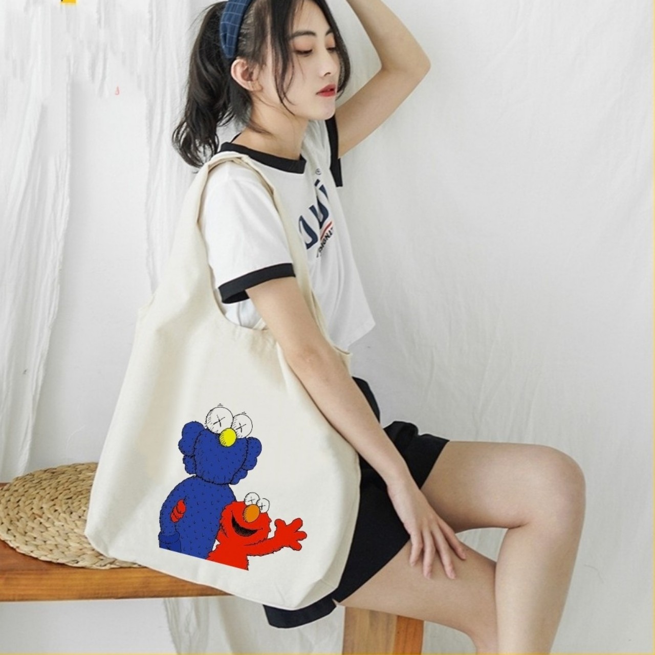 [HCM][GIÁ GỐC] Túi tote  Túi vải  Túi đeo vai . Túi xách KHỦNG LONG UỐNG TRÀ SƯA  vải canvas mềm với nhiều mẫu mới và hót phong cách Hàn Quốc Là 1 item không thể thiếu cho tín đồ Street Style dễ dàng phối với các trang phục yêu thích