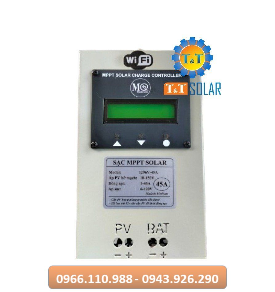 Sạc MPPT NLMT áp cao 45A hệ 12V-96V Mạnh Quân -  Bảo hành 12 tháng