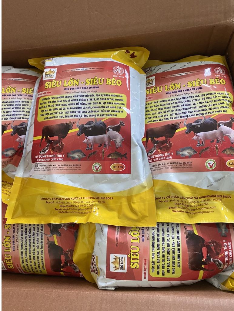 Siêu Vỗ Béo Vật Nuôi Trâu, Bò, Lợn, Gà, Vịt, Ngan, Ngỗng... Hàng Chuẩn