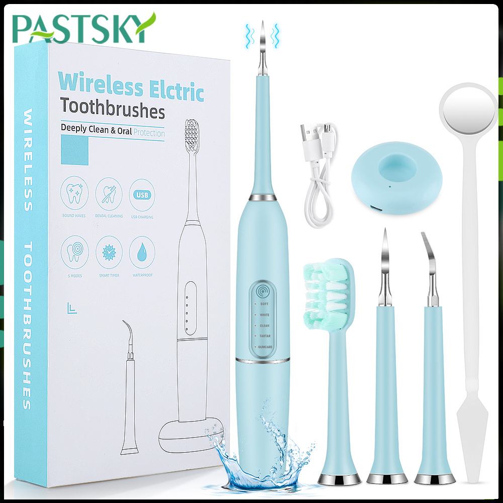 PASTSKY Máy cạo vôi răng Máy lấy cao răng tại nhà Wireless Toothbrush,máy 2 in 1 lấy vôi răng kèm đánh răng sạc đế không dây