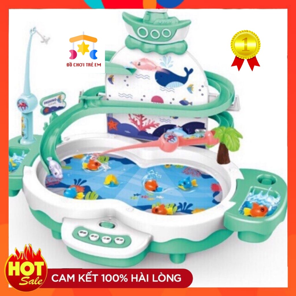 [HCM]Đồ Chơi Câu Cá Cho Bé Có Tháp Cầu Trượt Phát Nhạc Sạc Pin Phát Triển Trí Tuệ Cao Cấp