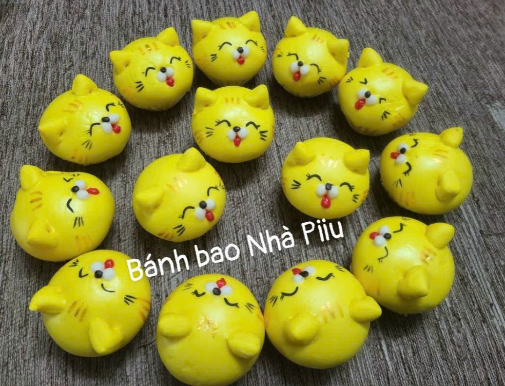 Bánh bao nhân kim sa - TẠO HÌNH bé mèo/ bé hổ set 12 bánh