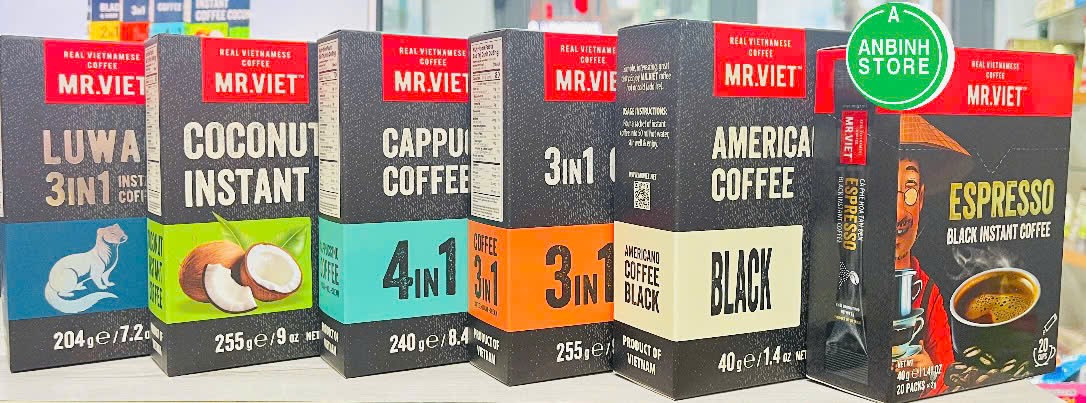 Cafe hòa tan mr viet - mr viet instant coffee - cafe đen americano / 2 in 1 / 3 in 1/ 4 in 1 cappuccino/ dừa
