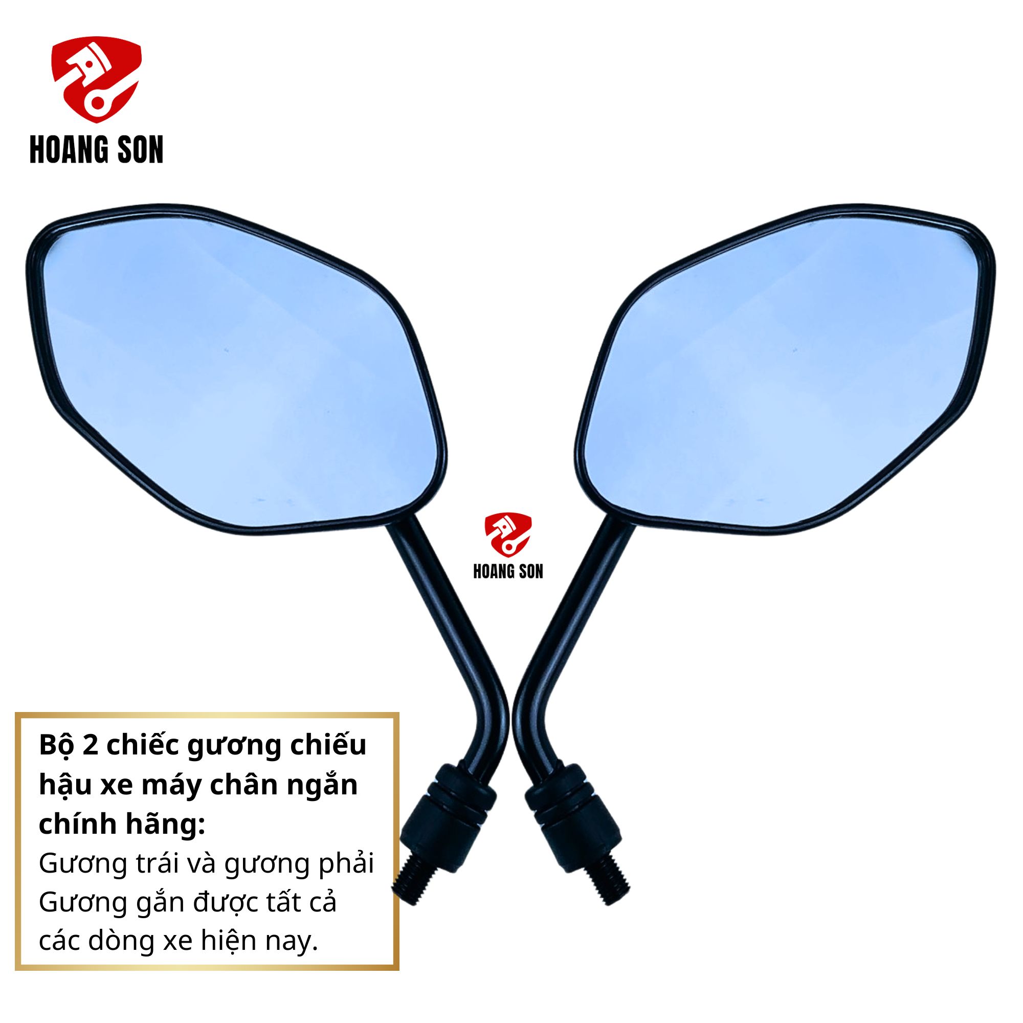 Cặp gương xe máy chân ngắn siêu gọn hình chiếc lá gương trái và gương phải gắn mọi dòng xe-kính chiếu hậu xe máy chân ngắn cặp trái phải-kiếng chiếu hậu xe máy chân ngắn cặp trái phải chính hãng-phụ tùng xe Hoàng Sơn