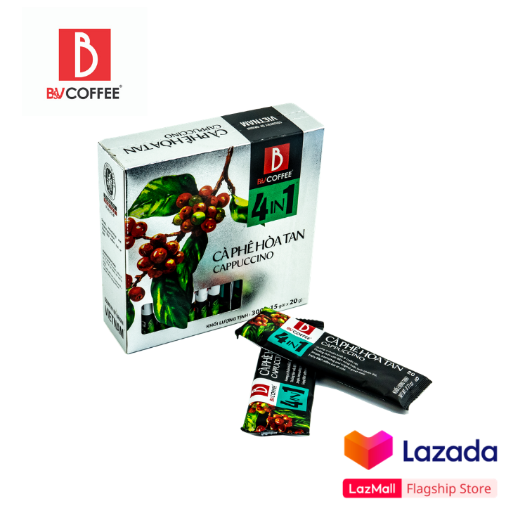 Cà Phê Hòa Tan 4 in 1 Cappuccino B&V COFFEE - Hộp 15 gói x 20g - Hương vị chuẩn gu Italian