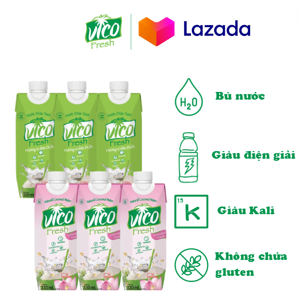 Combo 6 hộp nước dừa vico fresh 330ml
