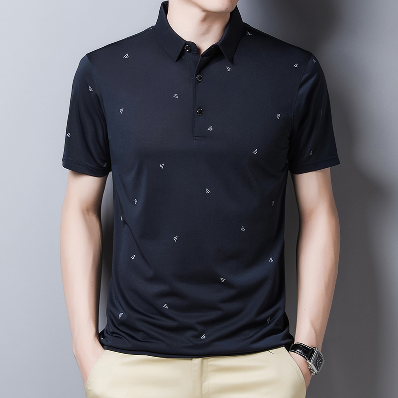 Áo polo sọc in, áo polo thêu ve áo cotton cho nam áo thun công sở ngắn tay thường ngày