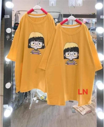 Ảnh thật-freeshipmax-LN11 Áo phông cô gái đeo kính mũ vàng