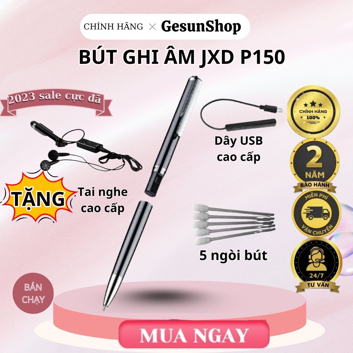 Máy ghi âm, bút ghi âm jxd p150 giấu kín , nhỏ gọn, siêu lọc âm, dung lượng 32/64gb, pin trâu 72h.