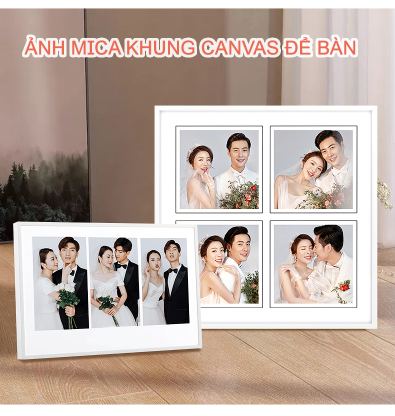 ẢNH MICA KHUNG CANVAS ĐỂ BÀN GIÁ XƯỞNG