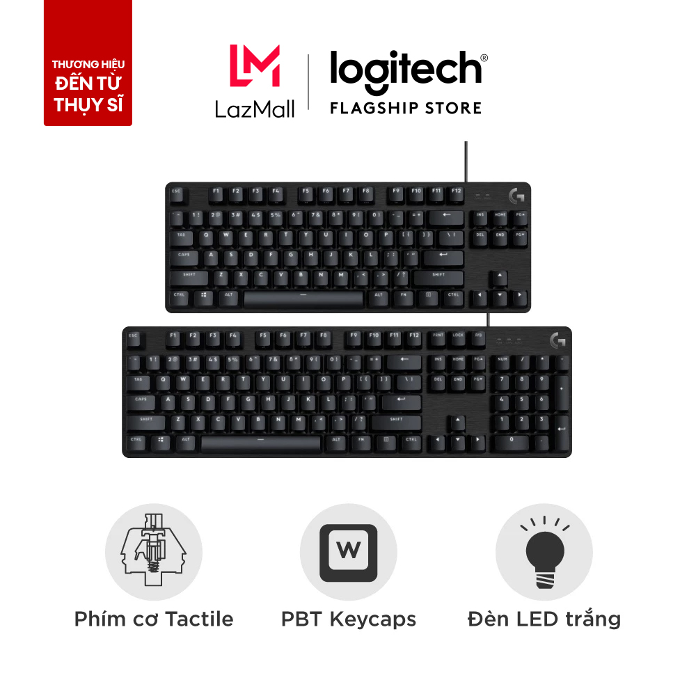  Bàn phím cơ game Logitech G413 TKL SE   G413 SE Full size – Keycap PBT Switch Tactile Anti-Ghosting khi nhấn 6 phím cùng lúc đèn LED trắng 
